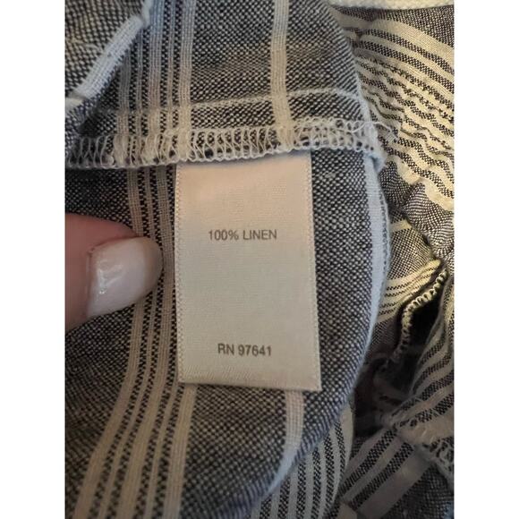 J. Jill Women's Striped Love Linen Drawstring Shorts W/Pockets Gray White Size S - Picture 7 of 9